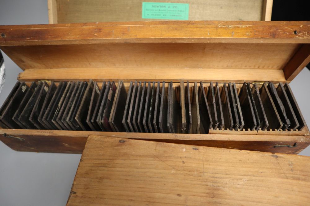 Three boxes of mixed lantern slides